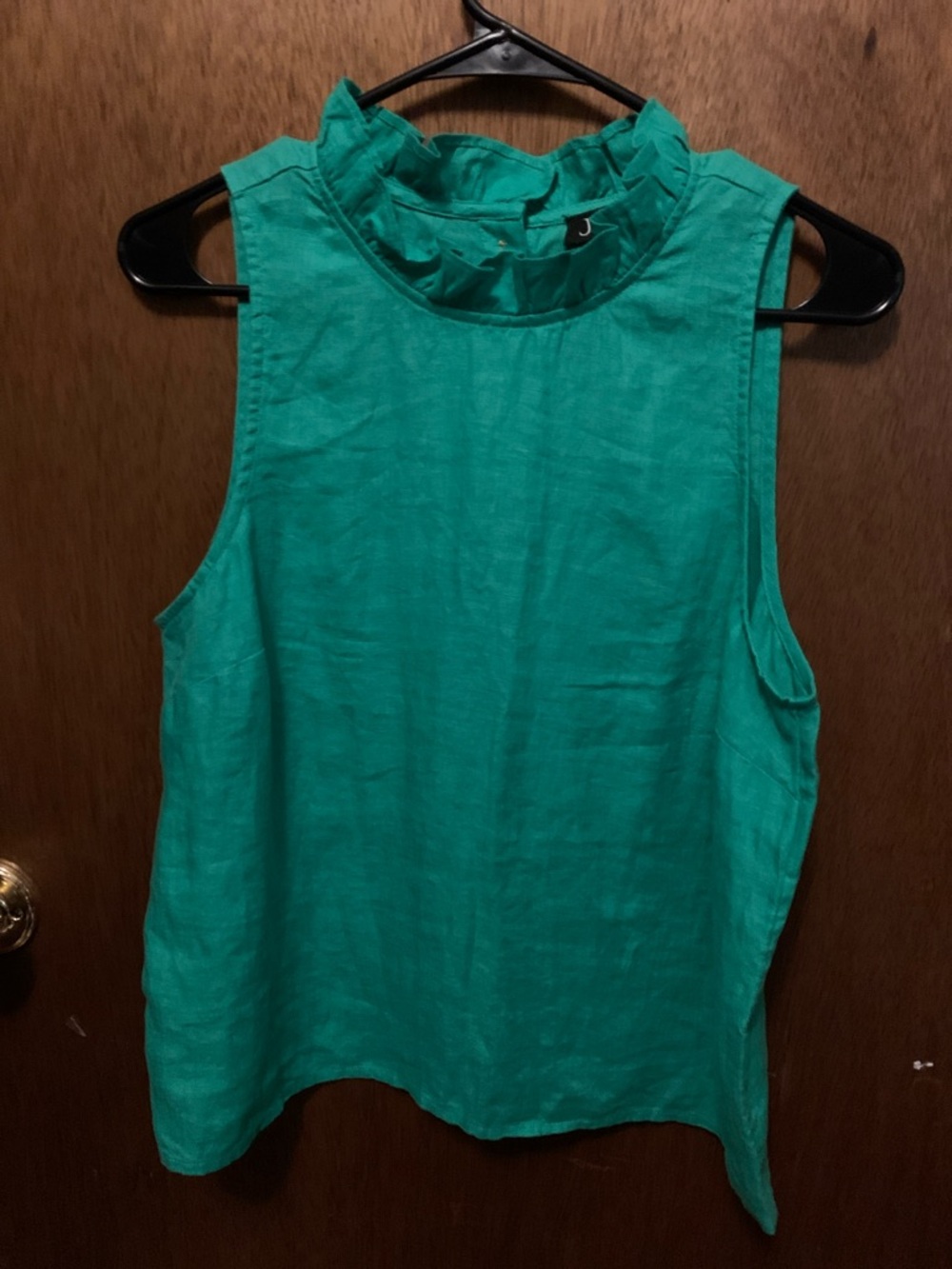 J. Crew Teal Ruffle Mock-Neck Sleeveless Camisole